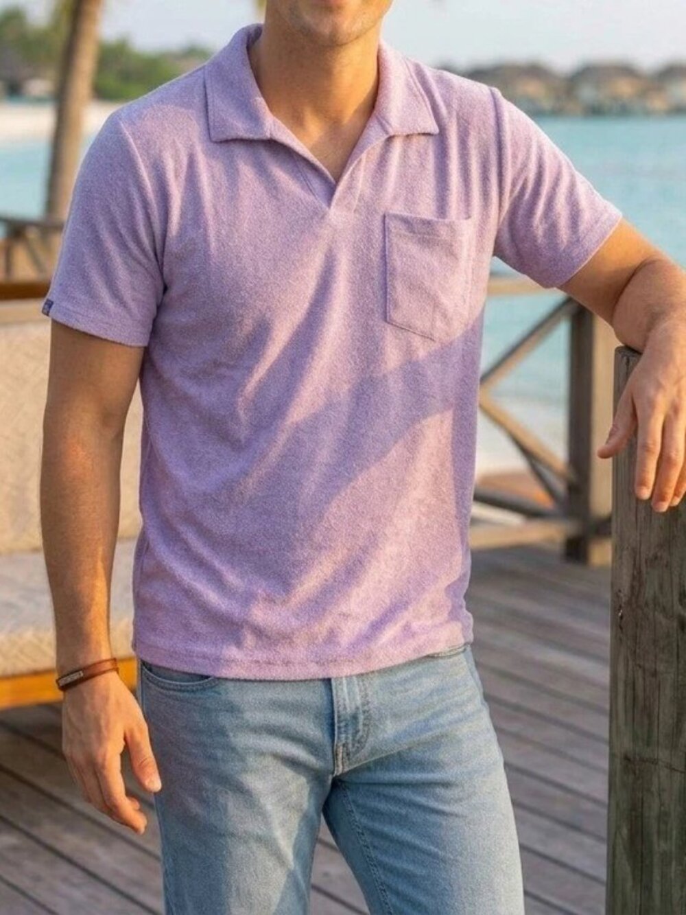 Criquet Terrycloth Polo Men's T-Shirt Short Sleeves Collared Solid XL 290836